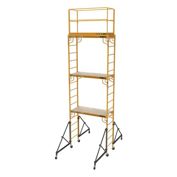 18 ft. Jobsite Series 3-Story Mobile Baker Scaffolding Tower with Outriggers, Guard Rail, and Scaffolding Platform