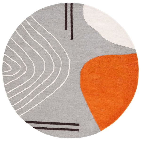 Rodeo Drive 6 ft. x 6 ft. Gray/Rust Geometric Round Rug