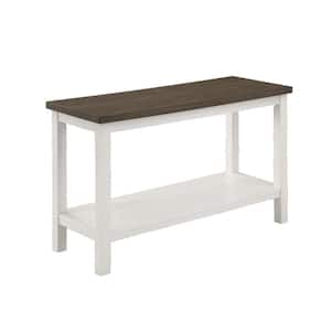 18 in. White and Brown Rectangle Wooden Console Table with Open Shelf