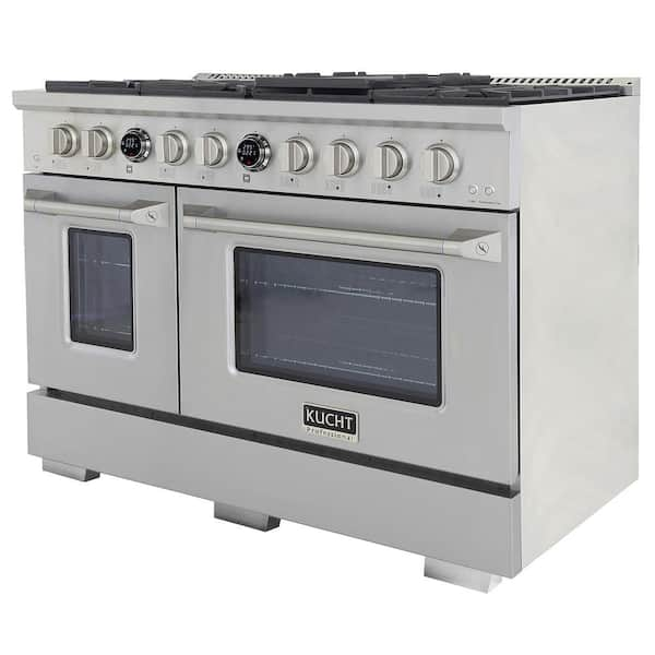 48 in. 6.7 cu. ft. 8-Burners Dual Fuel Range for Natural Gas in Stainless Steel with Horus Digital Dial Thermostat