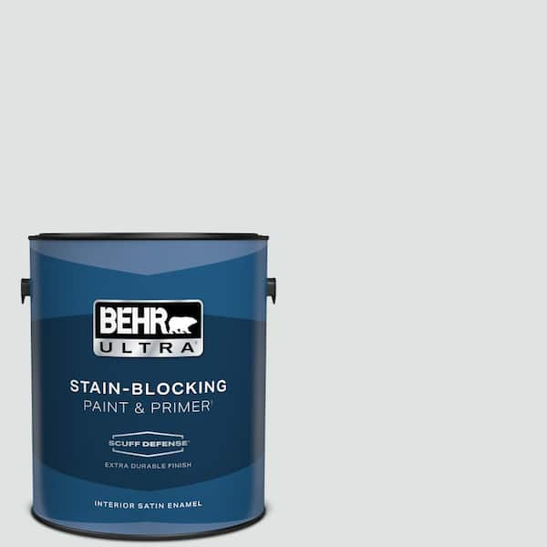 BEHR ULTRA 1 gal. #W-F-520 Ash White Extra Durable Satin Enamel Interior Paint & Primer