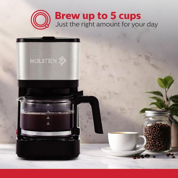 HOLSTEIN HOUSEWARES Simply Brew 5-Cup Stainless Steel Drip Coffee