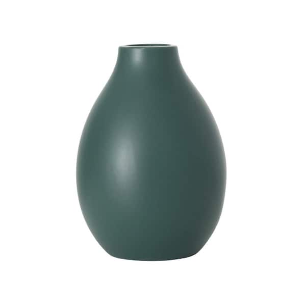 SULLIVANS 9 in. Matte Green Teardrop Vase, Ceramic