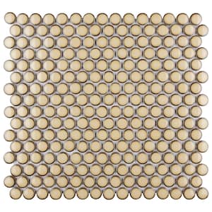 Hudson Penny Round Caffe 12 in. x 12-5/8 in. Porcelain Mosaic Tile (10.7 sq. ft./Case)