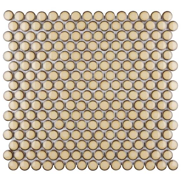 Merola Tile Hudson Penny Round Caffe 12 in. x 12-5/8 in. Porcelain Mosaic Tile (10.7 sq. ft./Case)
