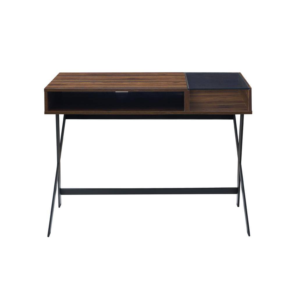 Beth 42" Dark Walnut and Glass Computer Desk