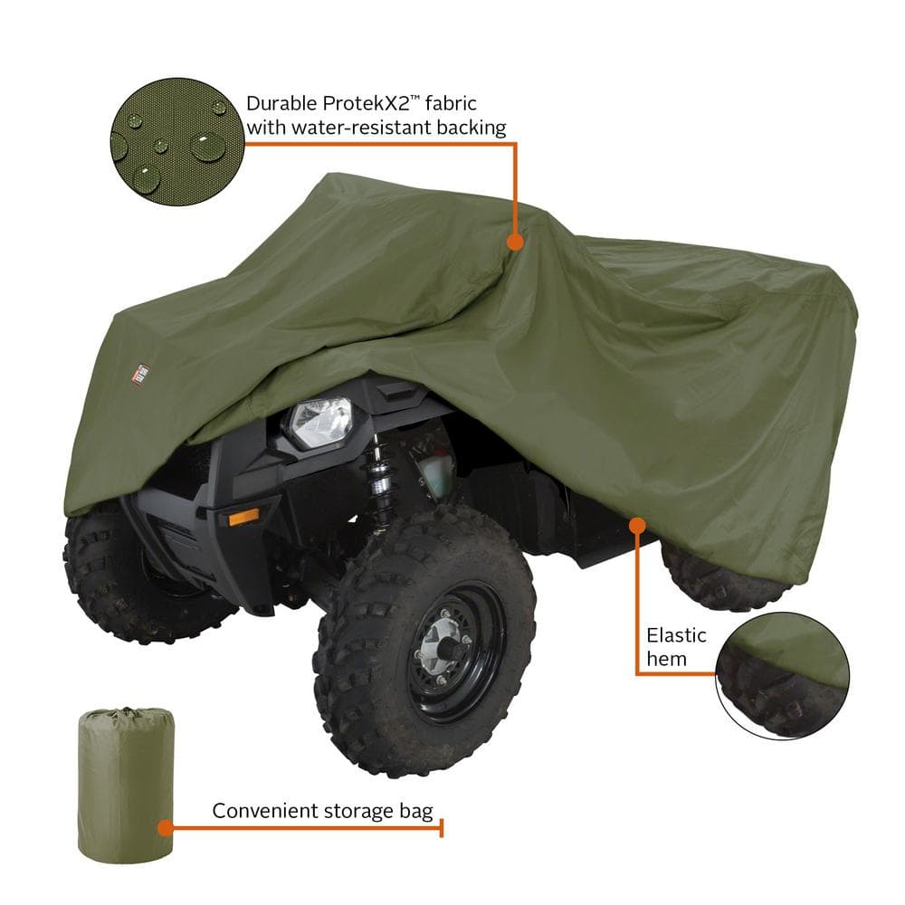 X-Large Olive Green Water-Resistant ATV Cover with Elastic Bottom