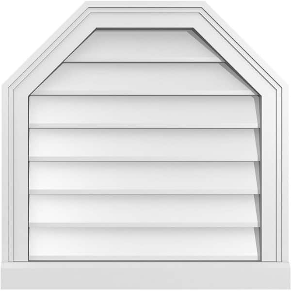 Ekena Millwork 22" x 22" Octagonal Top Surface Mount PVC Gable Vent: Non-Functional with Brickmould Sill Frame