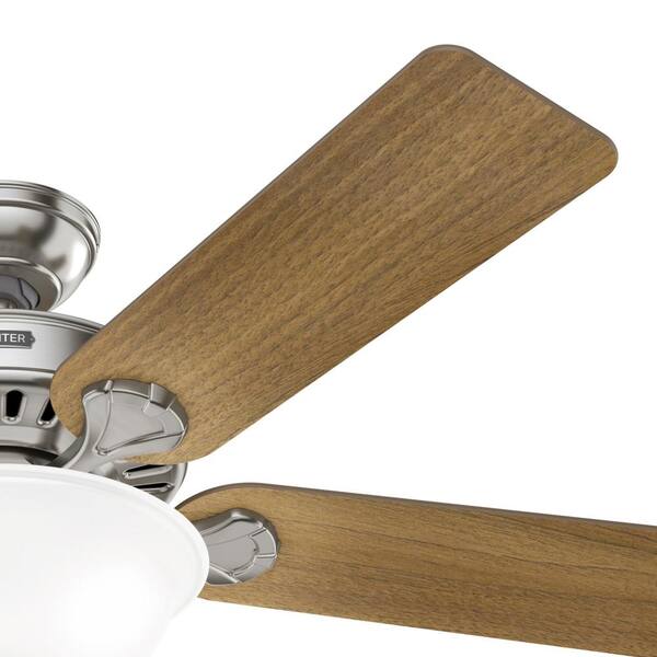 Hunter - Pro's Best 52 in. Indoor Brushed Nickel Ceiling Fan with Light Kit Included