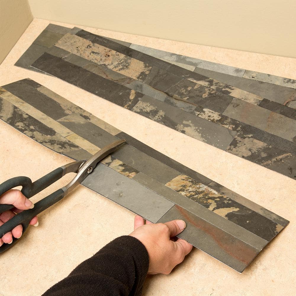 Medley Slate Peel and Stick Natural Stone Backsplash Tile
