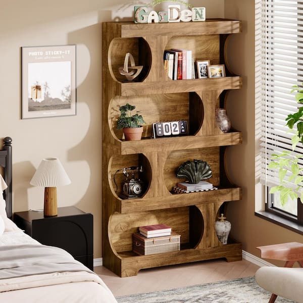 Standard Home Depot Racks BYBLIGHT Eulas 71.26 in. Tall Light Yellow Wood 4-Shelf Standard ...
