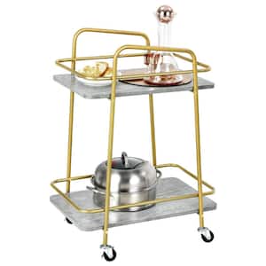 Gold Serving Kitchen Cart Utility Trolley on Wheel Rolling Rack with Handle
