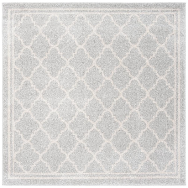 Amherst 3 ft. x 3 ft. Square Light Gray/Beige Border Multi-Trellis Area Rug