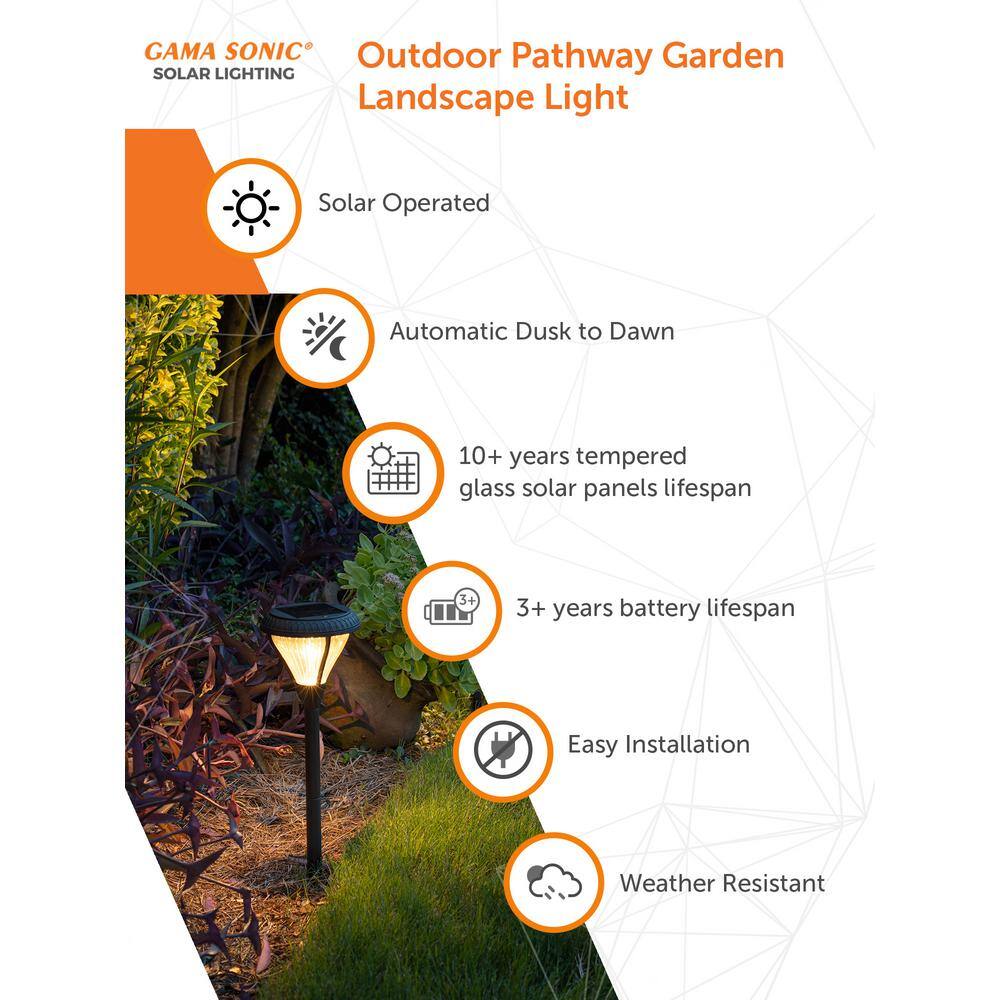 Premier Black Aluminum Solar LED Pathway Lights with Dual Color, Set of 2