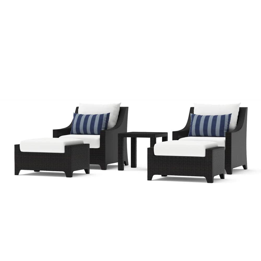 RST BRANDS Deco 5-Piece Wicker Patio Conversation Set with Sunbrella Centered Ink Cushions -  PECLB5-CINK