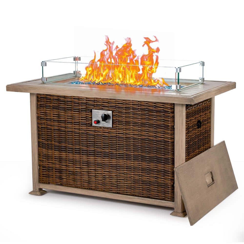 Zeus & Ruta 44 in. Propane Fire Pit Table, 50,000 BTU AutoIgnition Gas