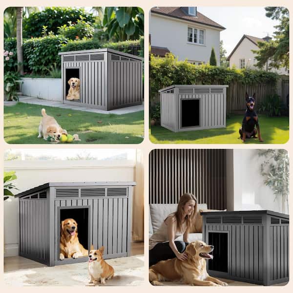 WTVWTV 43 in. Lassic Outdoor Deluxe Large Dog House,Slanted and
