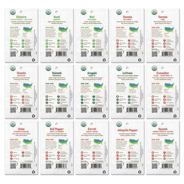 Organic Garden Essentials Vegetable Seeds Variety (15-Pack)
