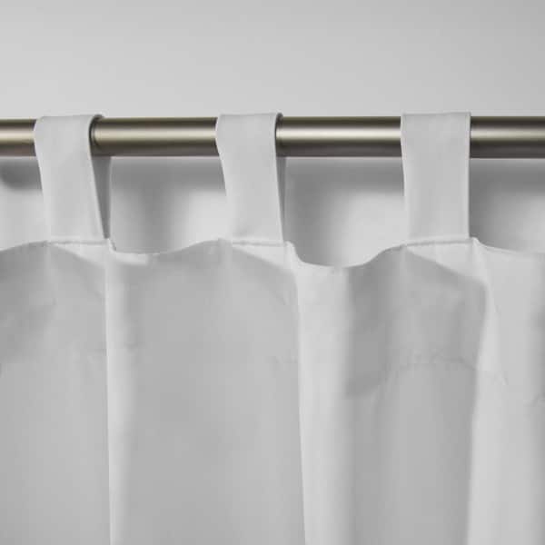 Cabana Winter White Solid Light Filtering Hook-and-Loop Tab Indoor/Outdoor Curtain, 54 in. W x 96 in. L (Set of 2)