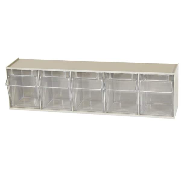 06705, 23 5/8 in. W x 5 3/8 in. D x 6 1/2 in. H, 5-Compartment Cabinet Small Parts Organizer Storage Bins, Tan (1-Pack)