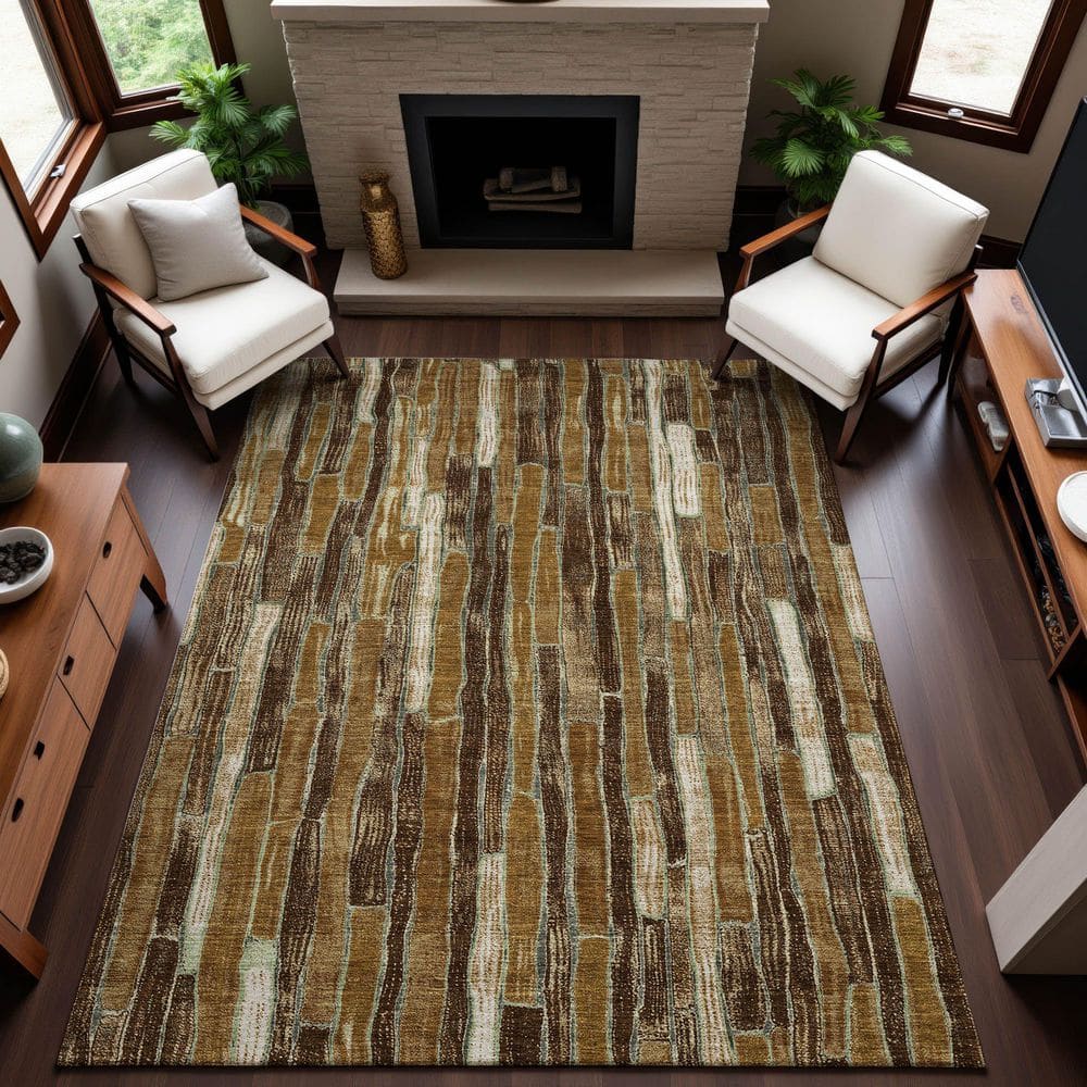 Mayfield Premium Machine Washable Abstract AMF1301 Mocha 5 ft. x 7 ft. 6 in. Area Rug price history on PriceWatchPro