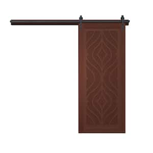 Zaftig Sway 36 in. x 84 in. Coffee Wood Sliding Barn Door with Hardware Kit in Black