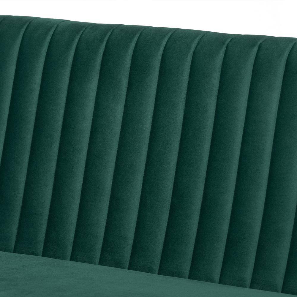 Emerald Green Velvet and Walnut Wood 2-Piece Dining Nook Set