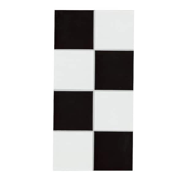 White and Black Checkered 8 in. x 16 in. Matte Porcelain Mesh-Mounted Mosaic Floor and Wall Tile (12.6 sq. ft. /Case)