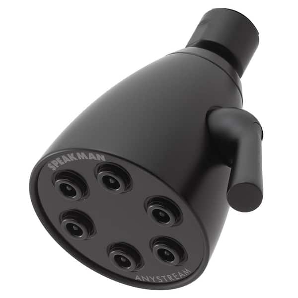 Speakman Icon 3-Spray Patterns with 1.75 GPM 2.8 in. Wall Mount Fixed Shower Head with Anystream Technology in Matte Black