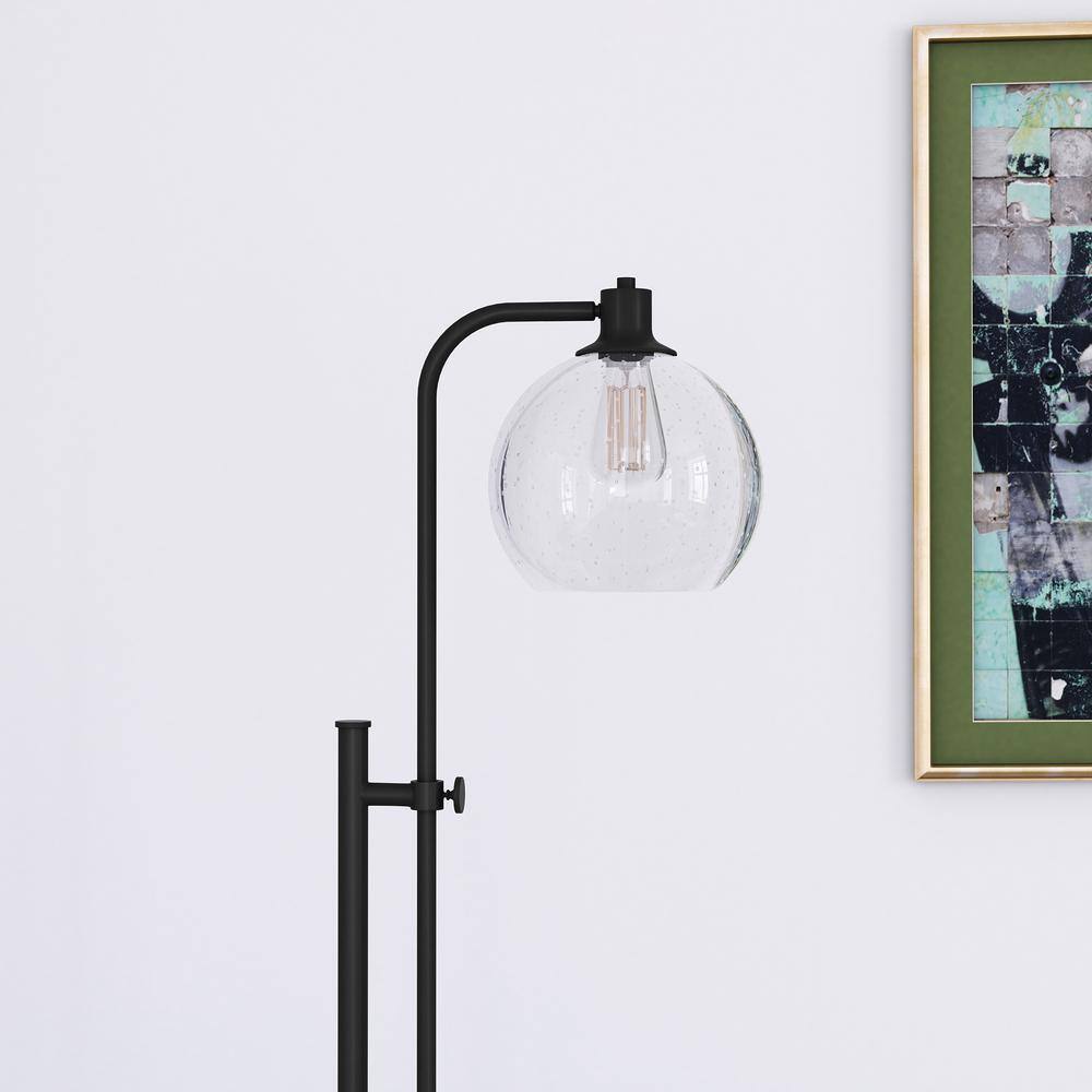 Adjustable Bronze Floor Lamp with Seeded Glass Shade