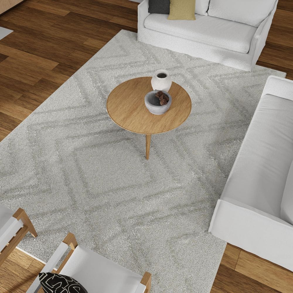 Cream 9' x 12' Stain-Resistant Synthetic Area Rug