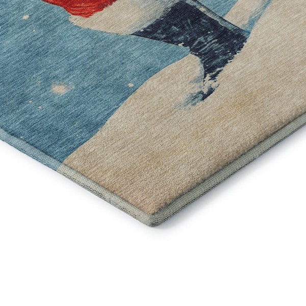 Mayfield Premium Machine Washable Abstract AMF1807 Blue 3 ft. x 5 ft. Area Rug