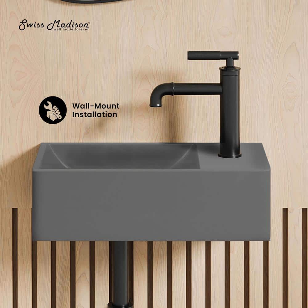 Lisse 17.5" Dark Grey Ceramic Wall-Mount Vessel Sink