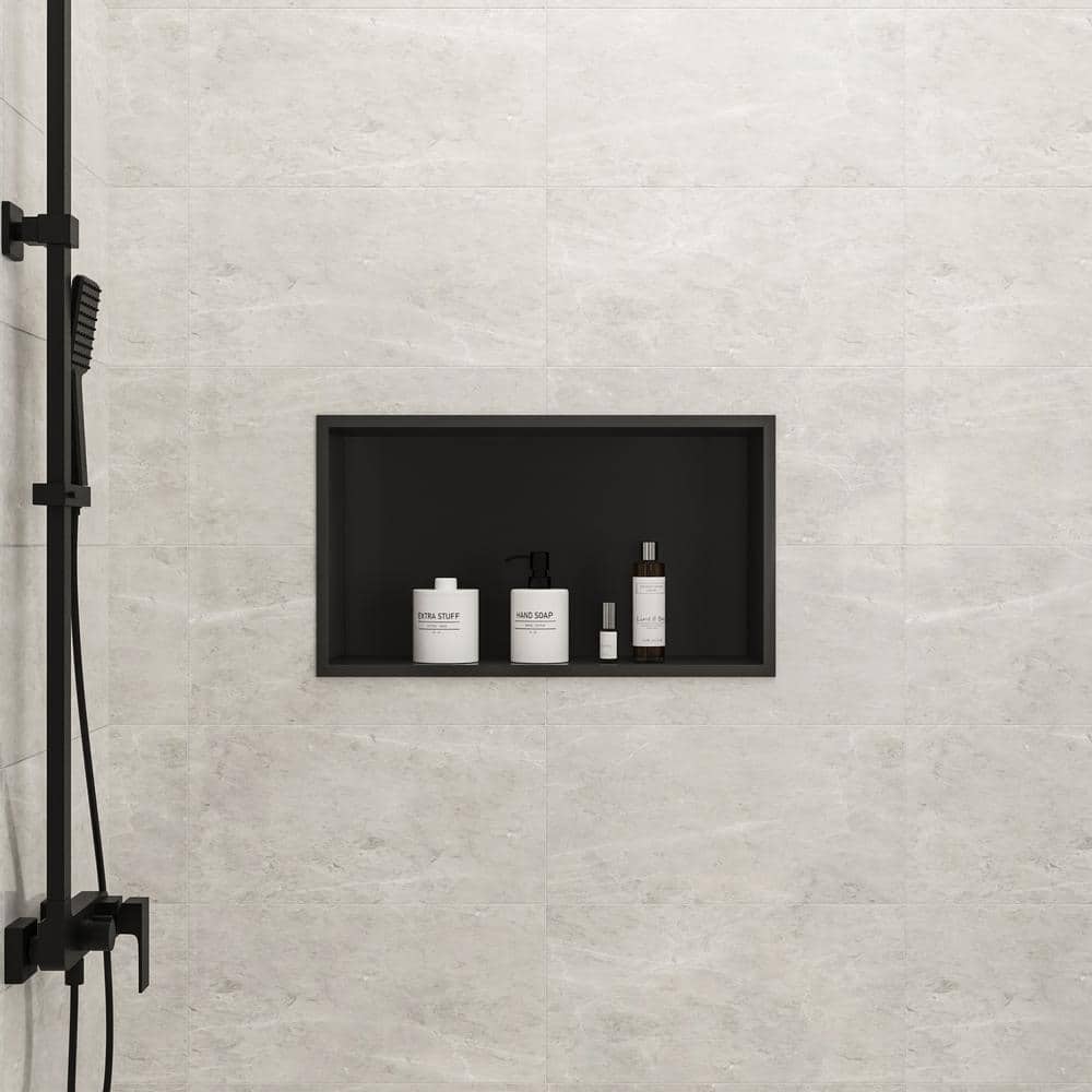Matte Black Stainless Steel Rectangular Wall Mount Shower Niche