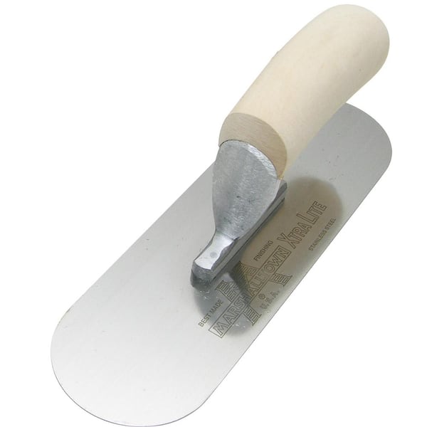 12 in. x 3-1/2 in. Stainless Steel Exposed Rivet Pool Trowel - Wood Handle