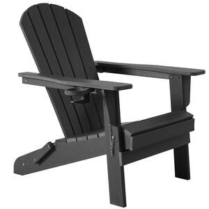 Black Color Composite Classic Adirondack Chair Outdoor All-Weather Traditional Curveback with Ergonomic Design