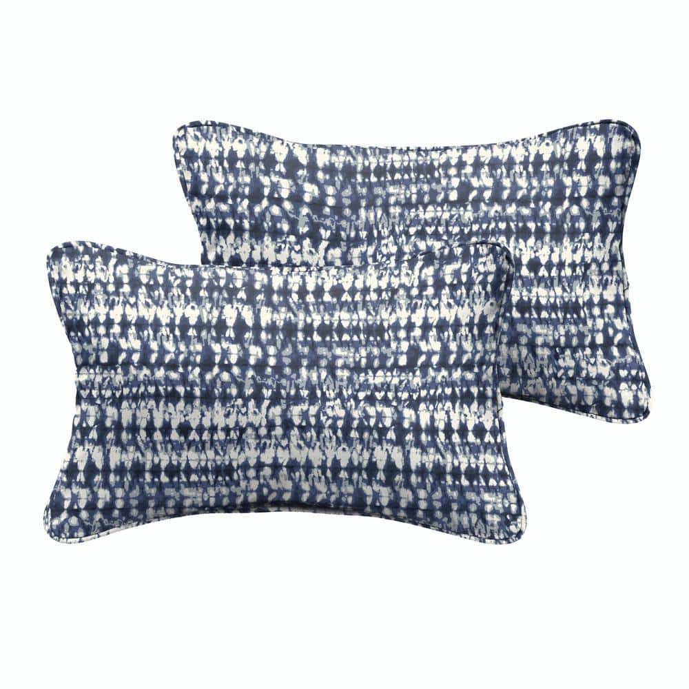 Indigo Graphic Rectangular Outdoor Corded Lumbar Pillows (2-Pack)