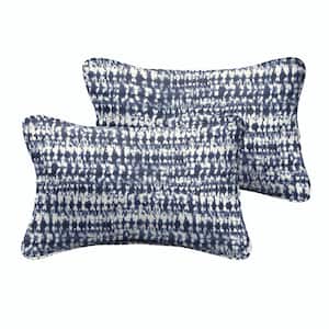Indigo Graphic Rectangular Outdoor Corded Lumbar Pillows (2-Pack)