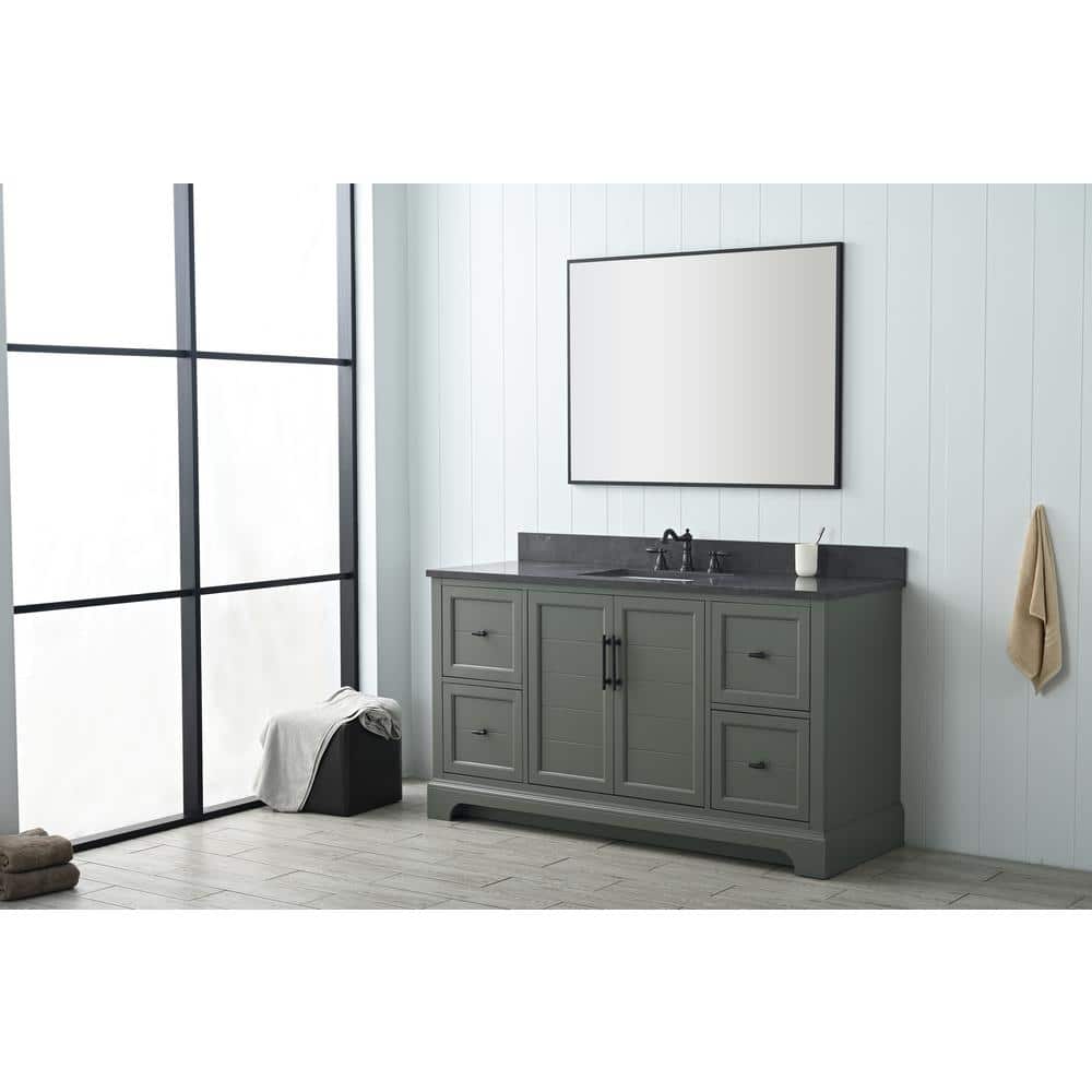 Vintage Green 60" Single Sink Bathroom Vanity with Stone Top