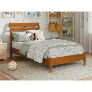 Savannah Light Toffee Natural Bronze Solid Wood Frame Twin Low Profile Platform Bed