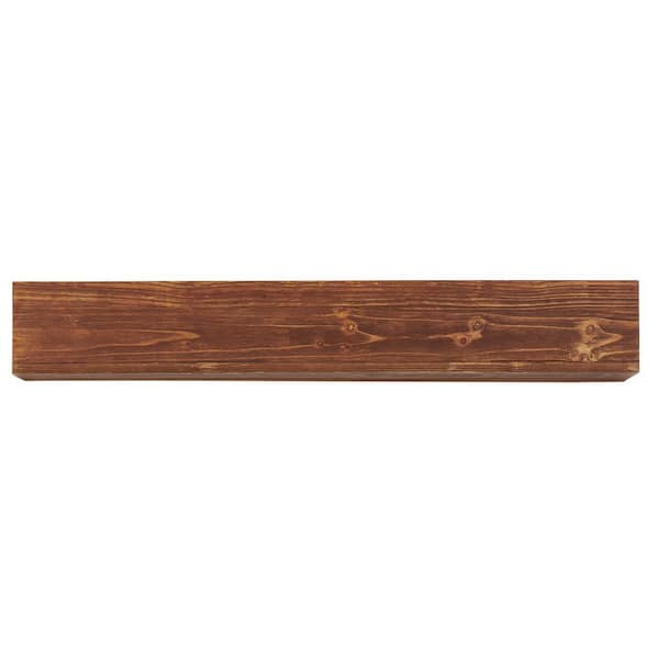 Angel Sar 60 in. W x 9 in. D Light Brown Rustic Wood Fireplace Mantel Wall-Mounted Floating Shelf