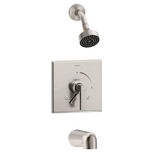 Duro Single Handle 1-Spray Tub and Shower Faucet Trim in Satin Nickel - 1.5 GPM (Valve not Included)