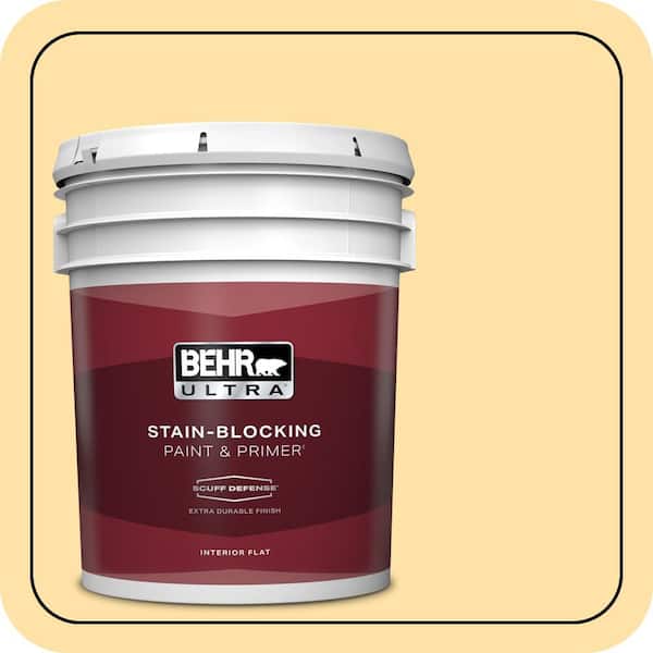 BEHR ULTRA 5 gal. #310A-3 Manila Tint Extra Durable Flat Interior Paint & Primer
