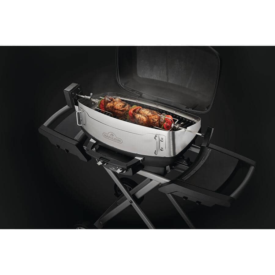 Heavy-Duty Stainless Steel Cordless Rotisserie Kit for Portable Grills