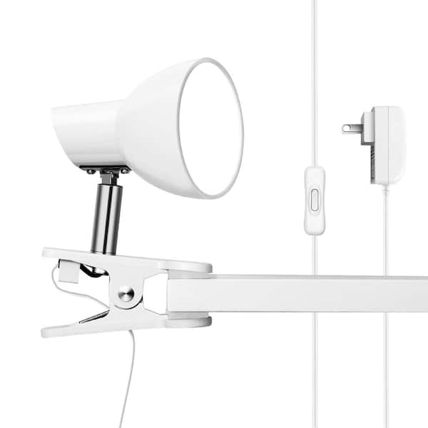 5W LED Clip-On Reading Light with 330° Adjustable Head, 3000K Warm 400 lm Desk Clamp Lamp, White Small