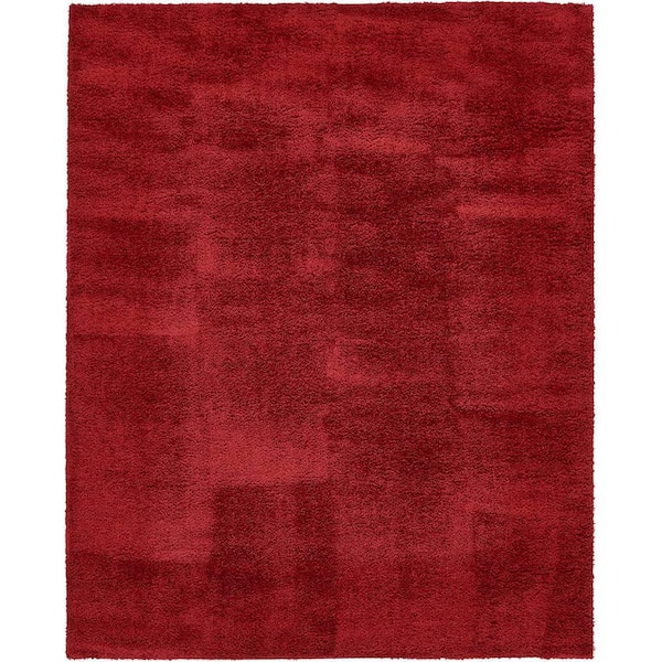 Unique Loom Studio Solid Shag Red 8' 0 x 10' 0 Area Rug 3132724 - The ...