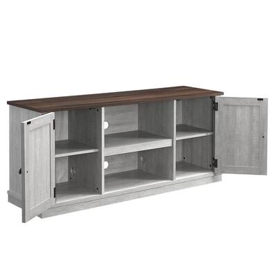 54 in. Saw Cut Off White TV Stand (Fits TVs up To 60 in.)