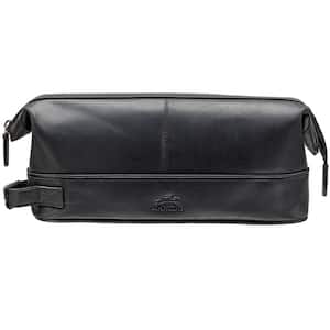Buffalo Collection Black Leather Classic Toiletry Kit with Organizer