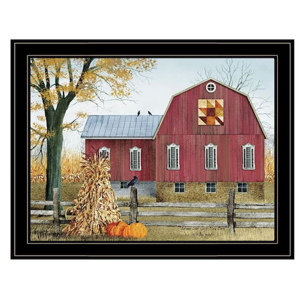 Series "Autumn Leaf Quilt Block Barn" in by Billy Jacobs 1 Piece Black Frame Wall Art Rustic Poster Print 21 in. x 1 in.
