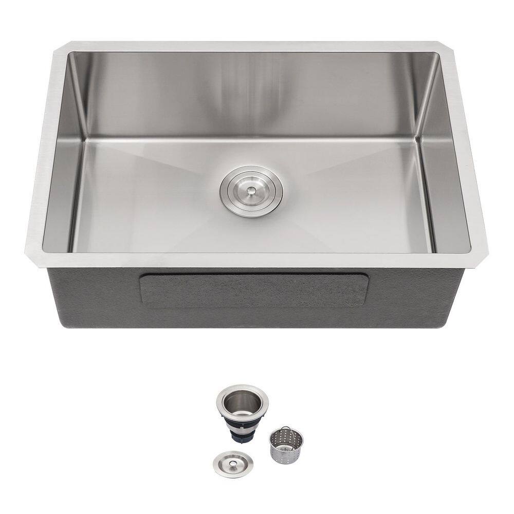 30 in. Undermount Sink Single Bowl 16-Gauge Brushed Stainless Steel Kitchen Sink with Drain Assembly price history on PriceWatchPro